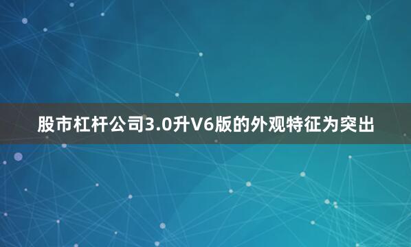 股市杠杆公司3.0升V6版的外观特征为突出